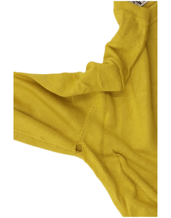 Zara Womens Crop Boat Neck Jumper Sweater UK 12 Medium Yellow Viscose