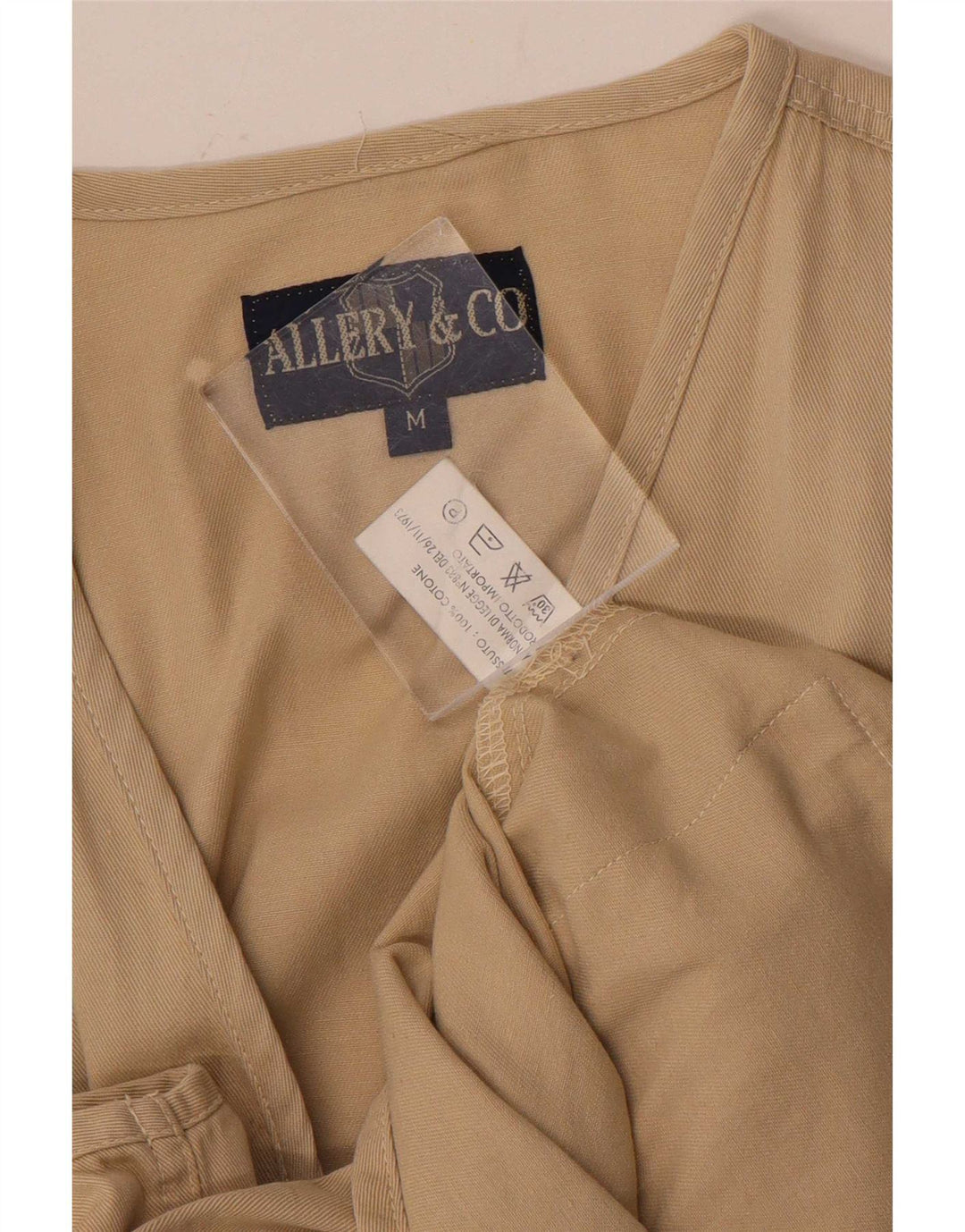 Vintage Herre Utility Gilet UK 38 Medium Beige Cotton