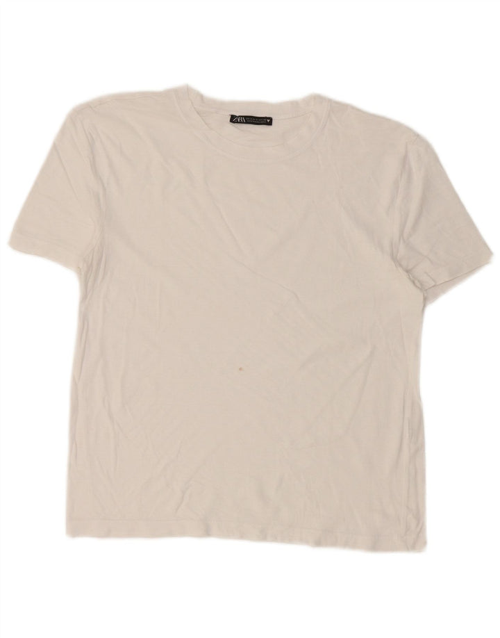 Zara Dame T-Shirt Top UK 10 Small White