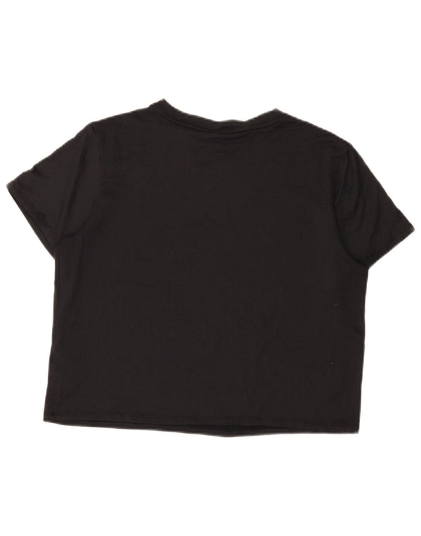 Puma Womens Crop Graphic T-Shirt Top UK 14 Medium Black Polyester