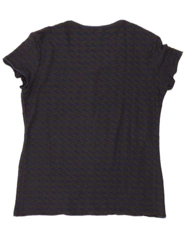 Emporio Armani Dame T-Shirt Top IT 52 2XL Marineblå Geometrisk