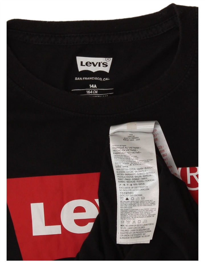 LEVI'S Boys Graphic T-Shirt Top 13-14 Years Black Cotton Classic