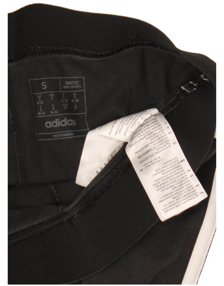 ADIDAS Dame Tight Fit Leggings UK 8/10 Small Black Bomuld