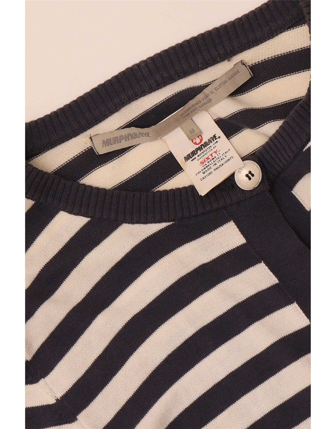 Murphy & Nye Dame Cardigan Sweater UK 12 Medium Navy Blue Nautical