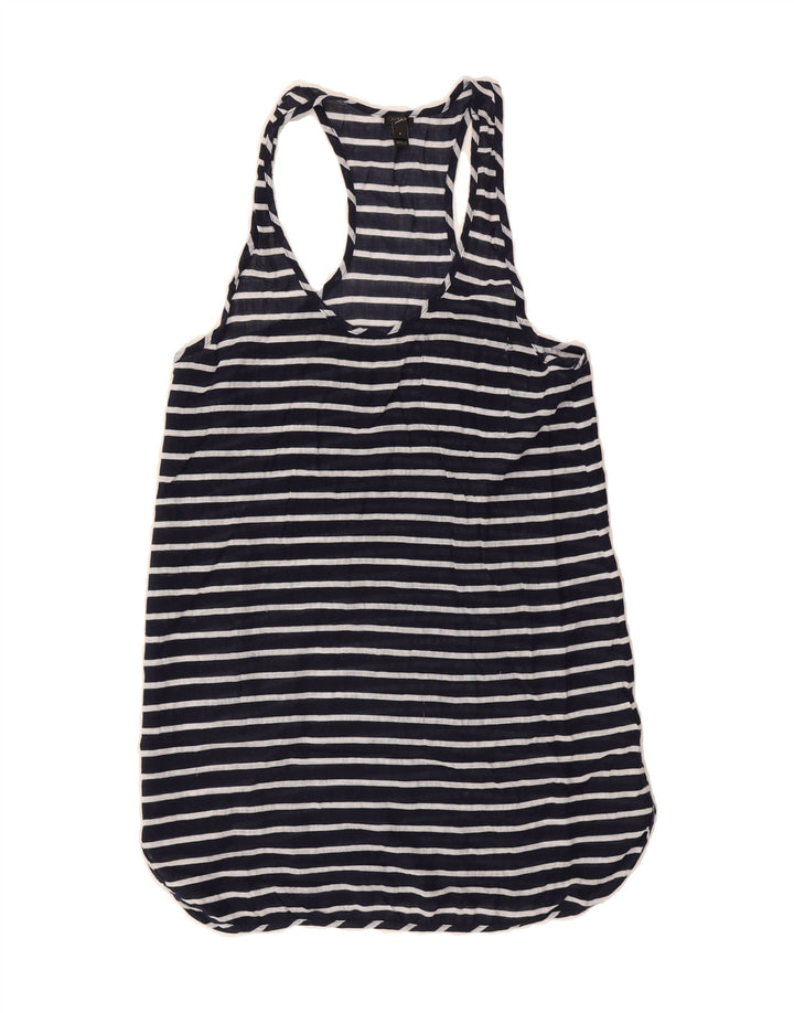 J. CREW Womens Vest Top UK 10 Small Navy Blue Striped Cotton Vintage J. Crew and Second-Hand J. Crew from Messina Hembry 