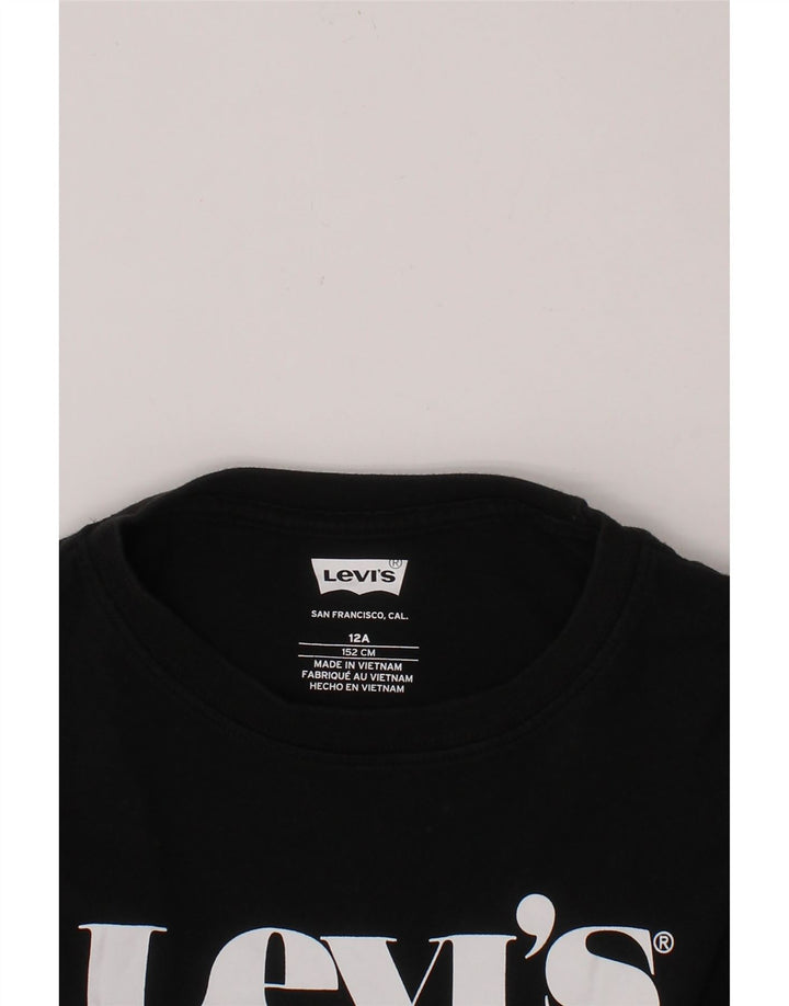 LEVI'S Boys Graphic T-Shirt Top 11-12 Years Black Vintage Levi's and Second-Hand Levi's from Messina Hembry 