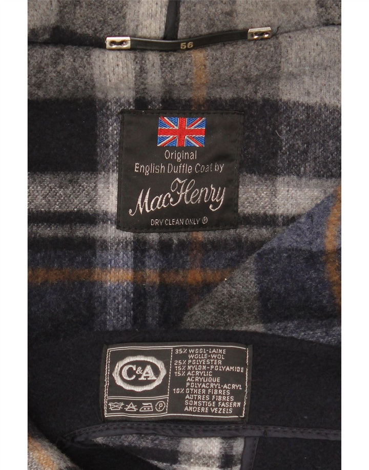 C&A Herre Hooded Duffle Coat EU 56 3XL Navy Blue Wool