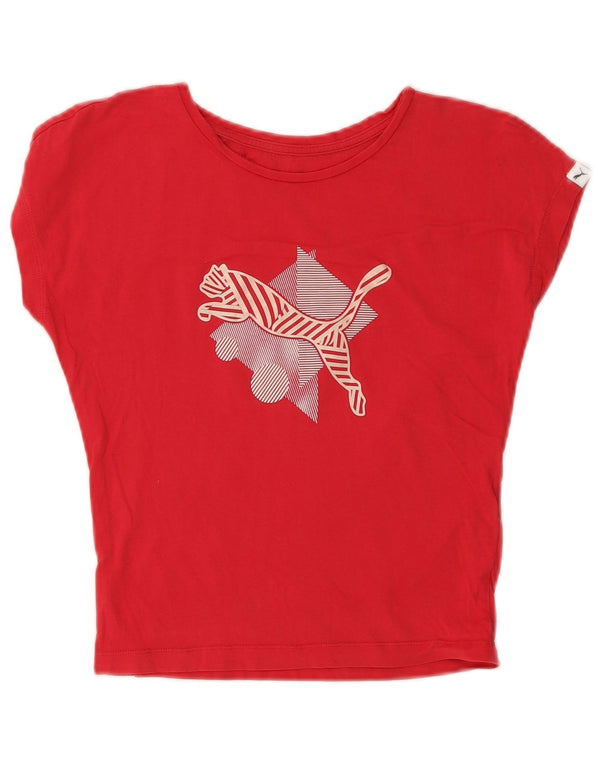 Puma piger grafisk t-shirt top 9-10 år rød bomuld