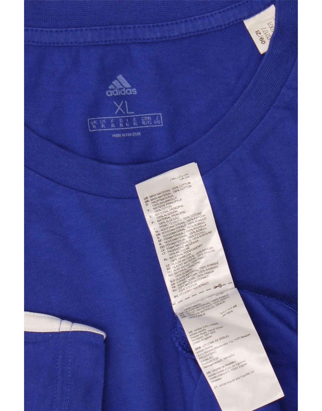 Adidas Herre T-Shirt Top XL Blå Bomuld