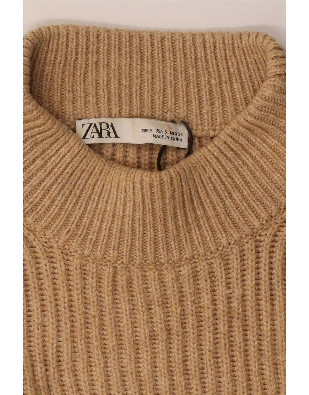 Zara Dame Oversized Crew Neck Jumper Sweater UK 10 Small Brown