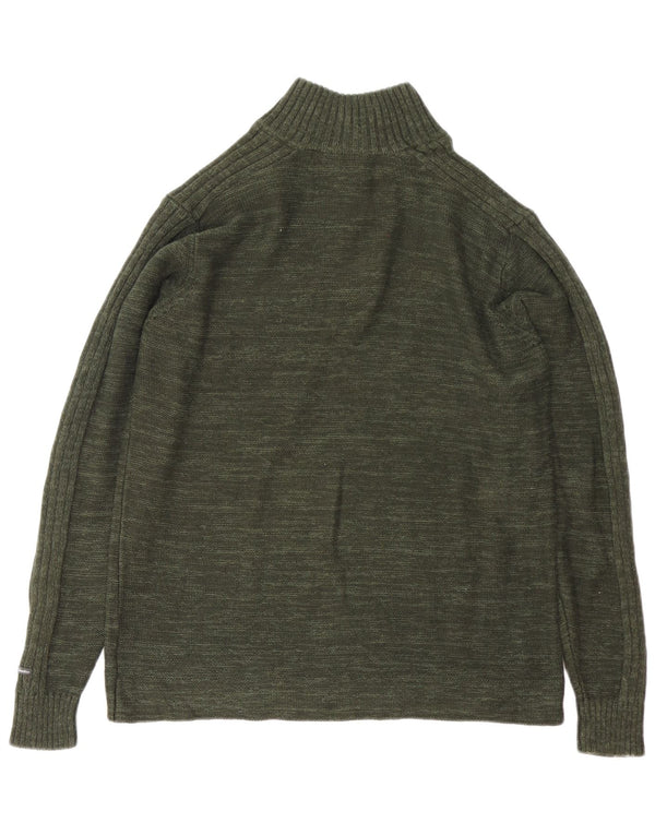 Columbia herre lynlås-hals sweater stor grøn flækket bomuld