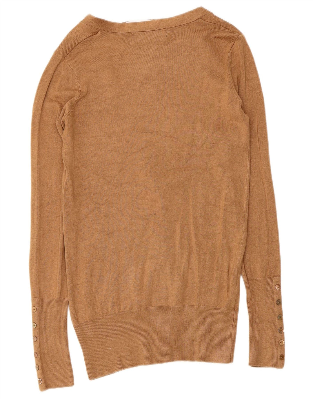 Zara Dame Cardigan Sweater UK 10 Small Beige Rayon