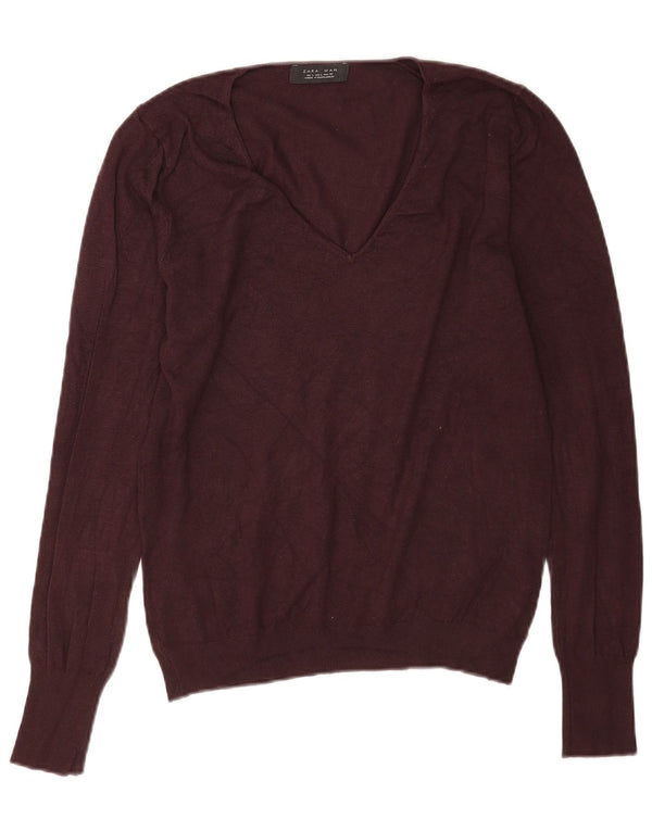 Zara Herre V-hals sweater Stor brun viskose