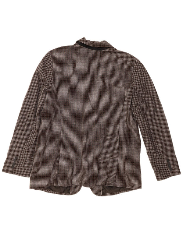 Eddie Bauer Womens 2 Button Blazer Jacket US 20 2XL Grey Houndstooth Wool