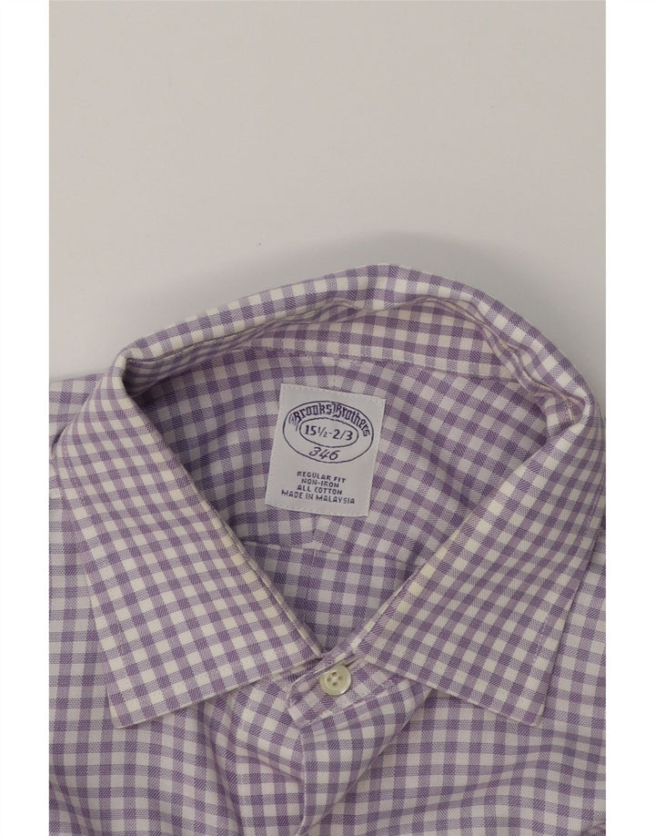 BROOKS BROTHERS Mens 346 Regular Fit Shirt Size 15 1/2 Medium Purple Check Vintage Brooks Brothers and Second-Hand Brooks Brothers from Messina Hembry 