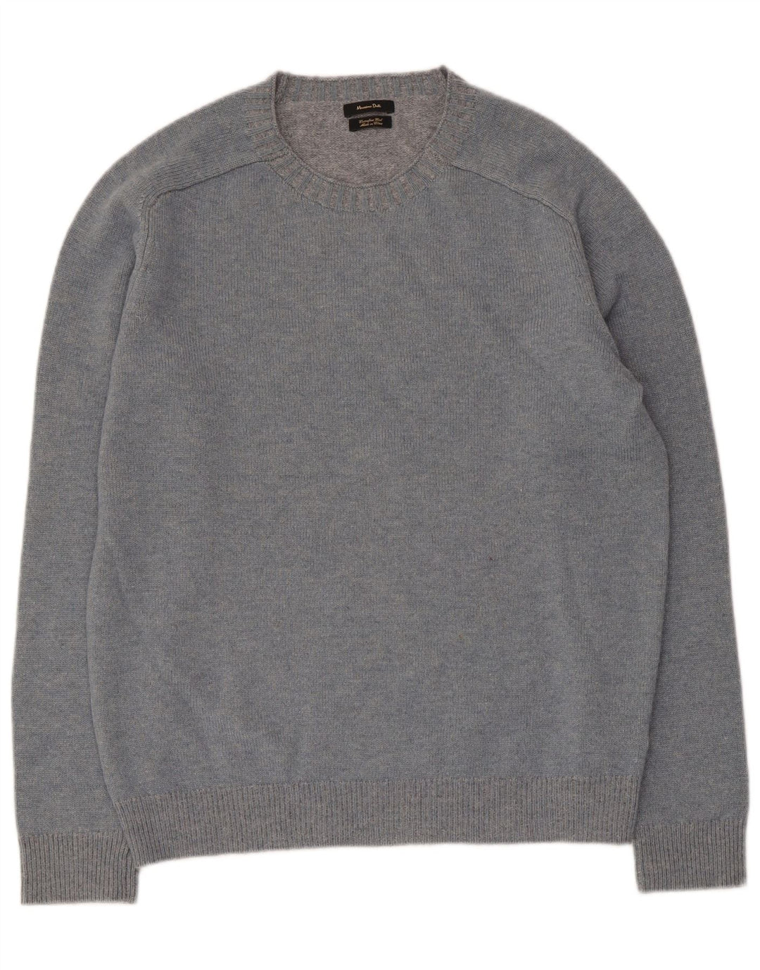 Massimo Dutti Herre Crew Neck Jumper Sweater Large Blue Wool