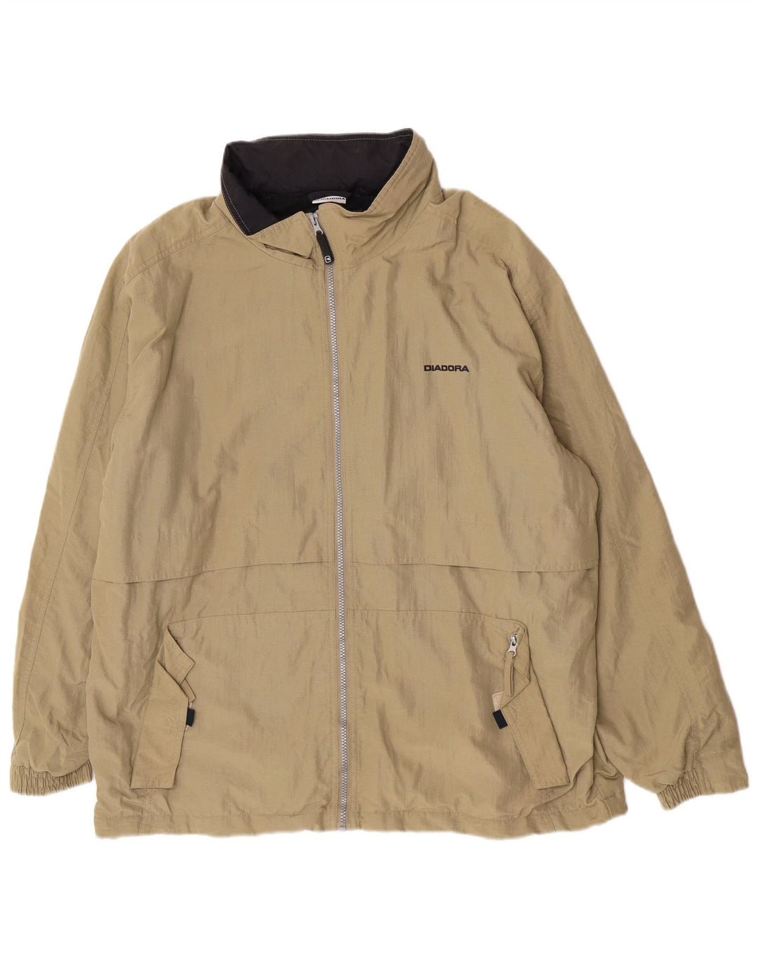 Diadora Regnfrakke med hætte til mænd UK 40 Stor Khaki Polyamid