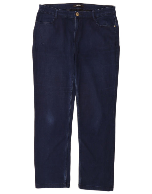 Marks & Spencer Dame Straight Jeans UK 14 Large W32 L30 Navy Blue Bomuld