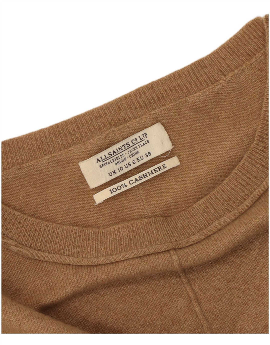 All Saints Dame Oversized Boat Neck Jumper Sweater UK 10 Small Beige