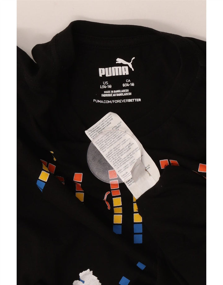 Puma Boys Grafisk Top Langærmet 14-15 År Stor Sort Bomuld