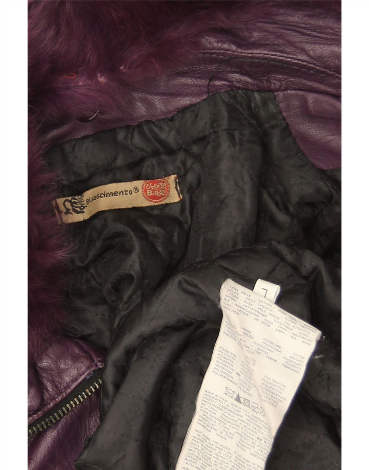 Rinascimento Womens Crop Læderjakke UK 14 Large Purple Læder