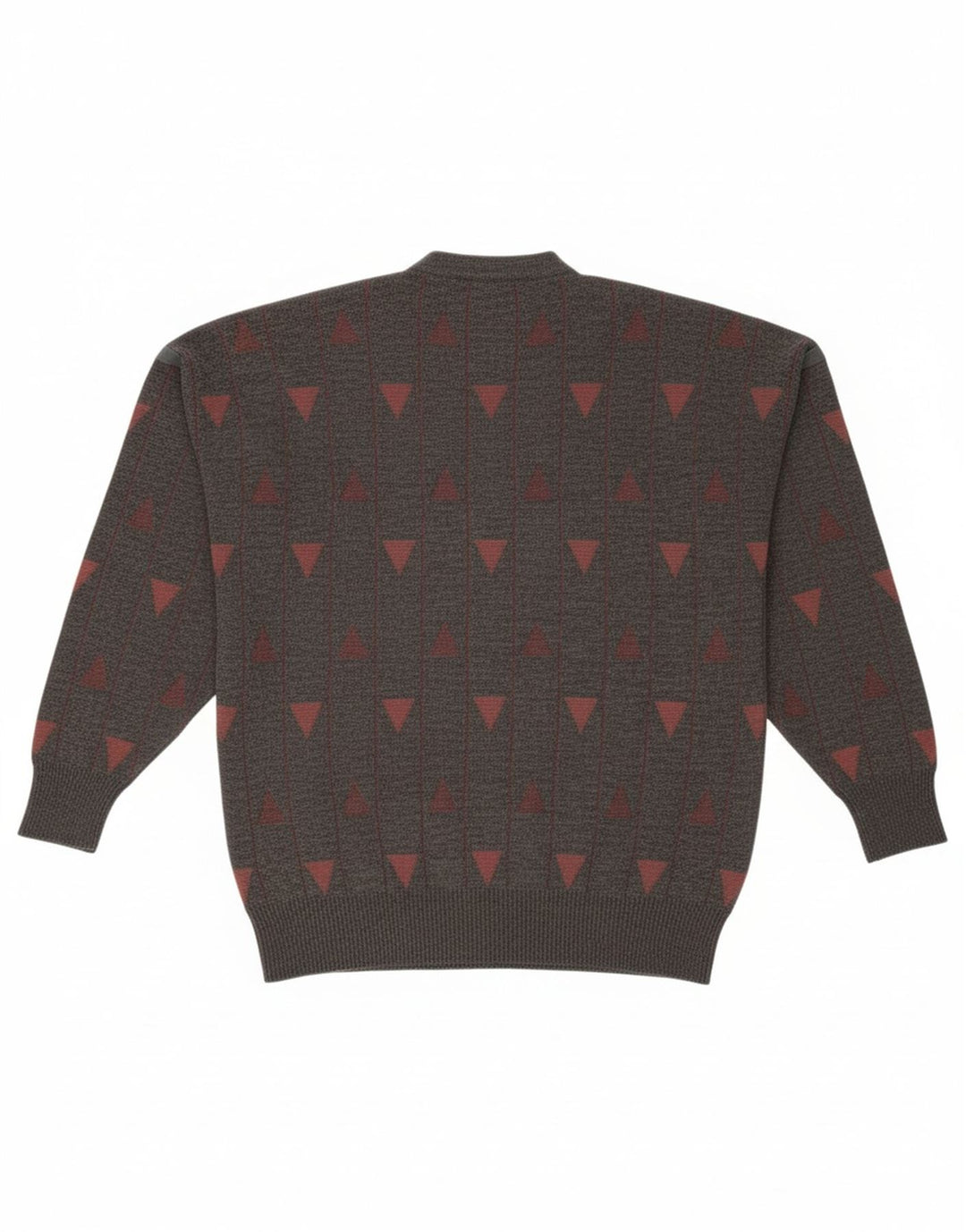 PIERRE SANGAN Mens V-Neck Jumper Sweater Large Grey Geometric Acrylic