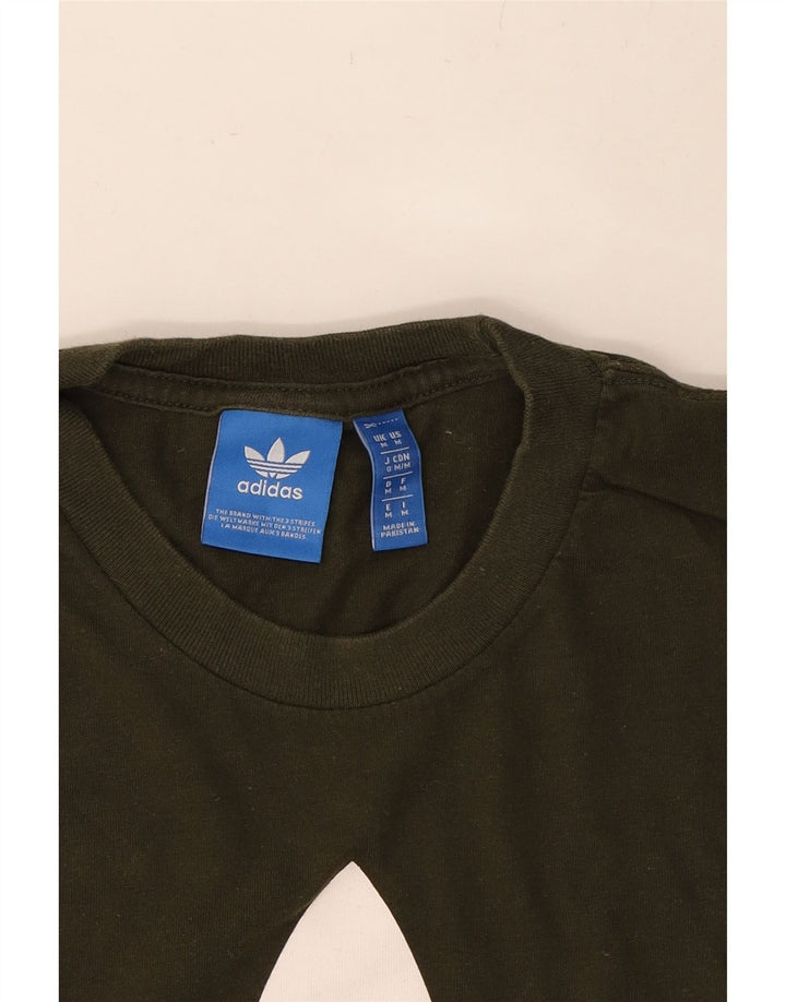 ADIDAS Mens Graphic T-Shirt Top Medium Khaki Cotton