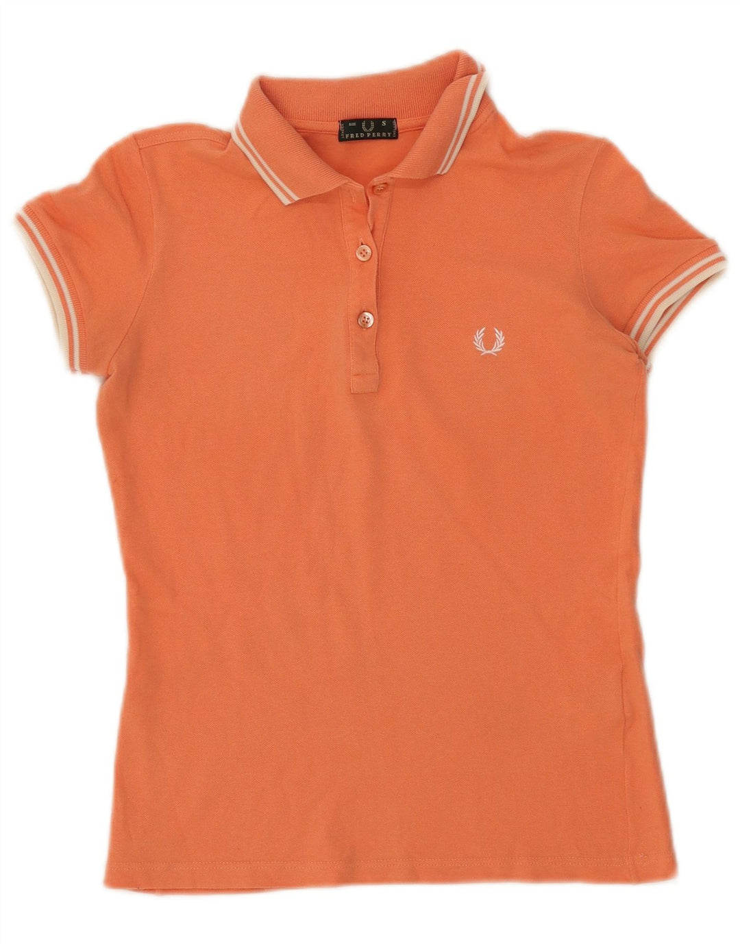 Fred Perry Dame Polo Shirt UK 10 Small Orange Bomuld