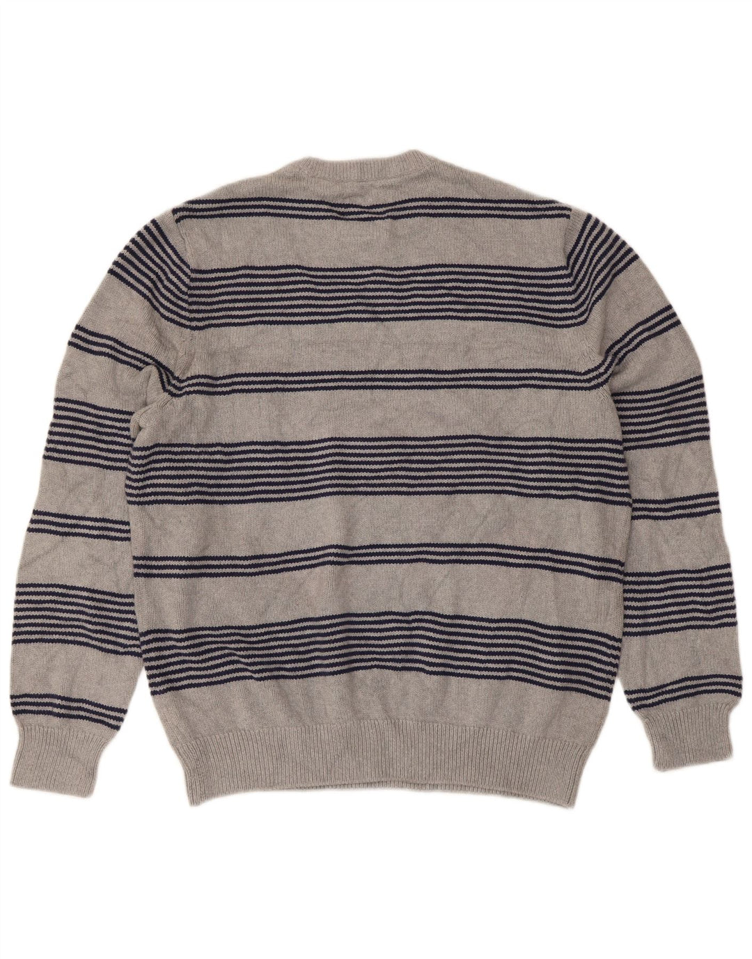 Chaps Herre Regular Fit Crew Neck Jumper Sweater Stor grå stribet bomuld
