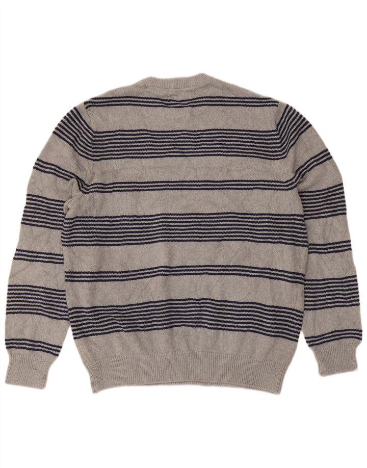 Chaps Herre Regular Fit Crew Neck Jumper Sweater Stor grå stribet bomuld