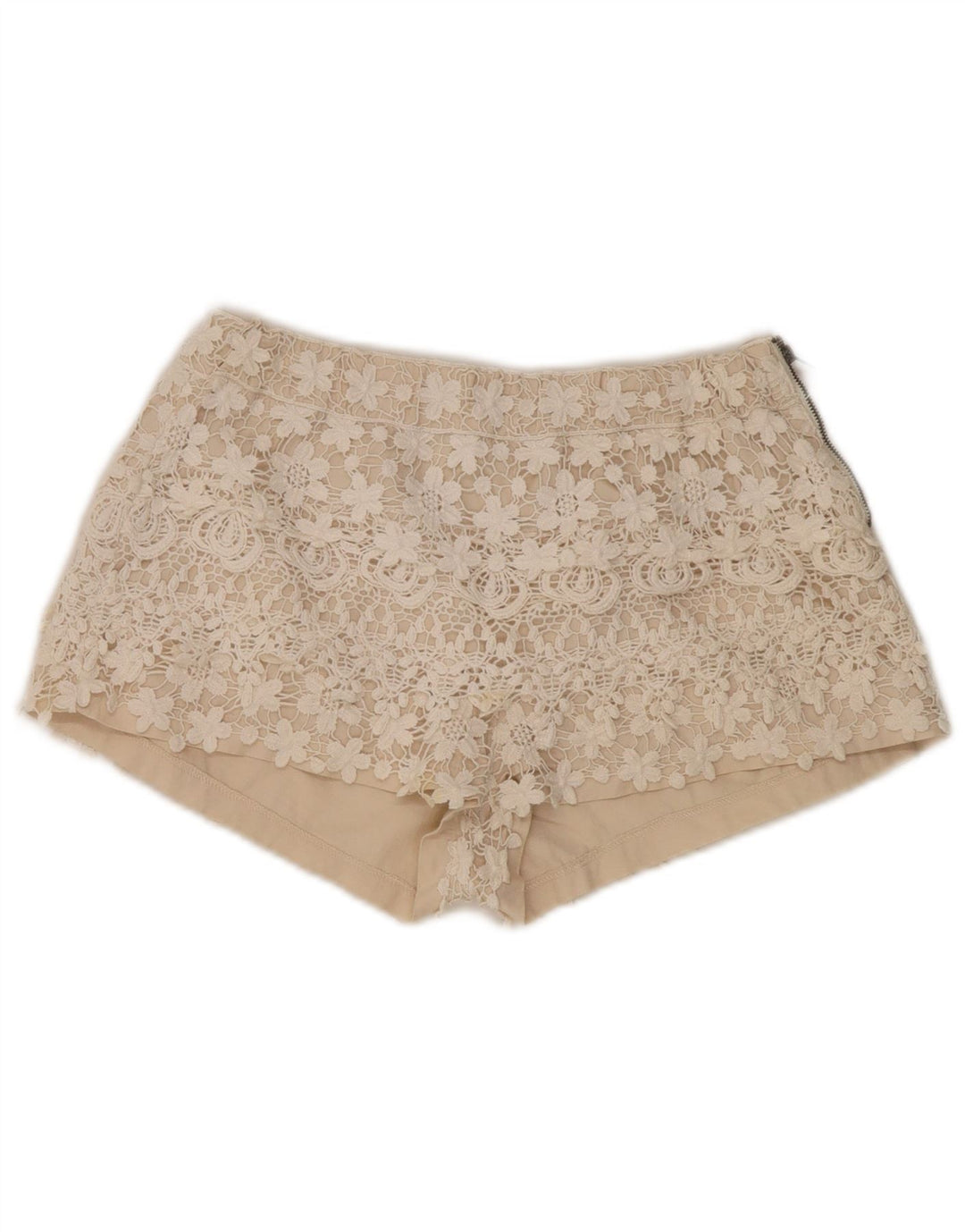 Zara Womens Hot Pants UK 14 Medium W30 Beige Blomsterbomuld