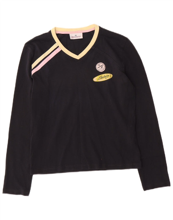 Sergio Tacchini Dame Grafisk Top Langærmet IT 44 Medium Sort
