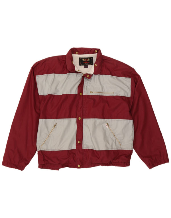 CAMPRI Herre Hooded Bomber Jacket UK 40 Large Bourgogne stribet polyester