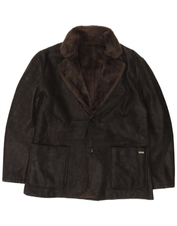Pierre Cardin Herre 2 Button Sherpa Blazer Jacket UK 40 Large Black