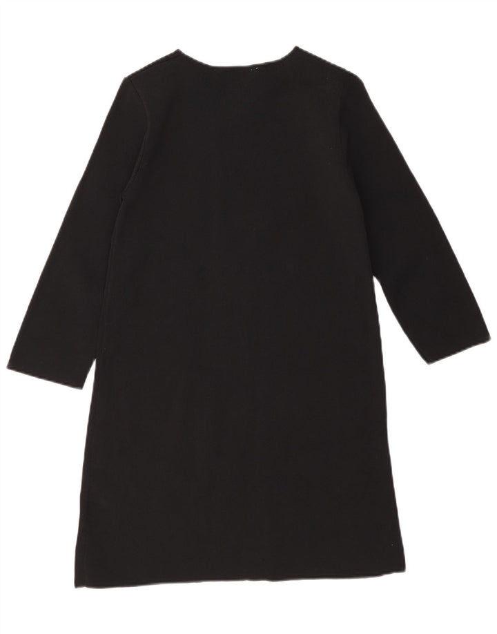 Zara Dame 3/4 Ærm Shift Dress UK 8 Small Black Viscose