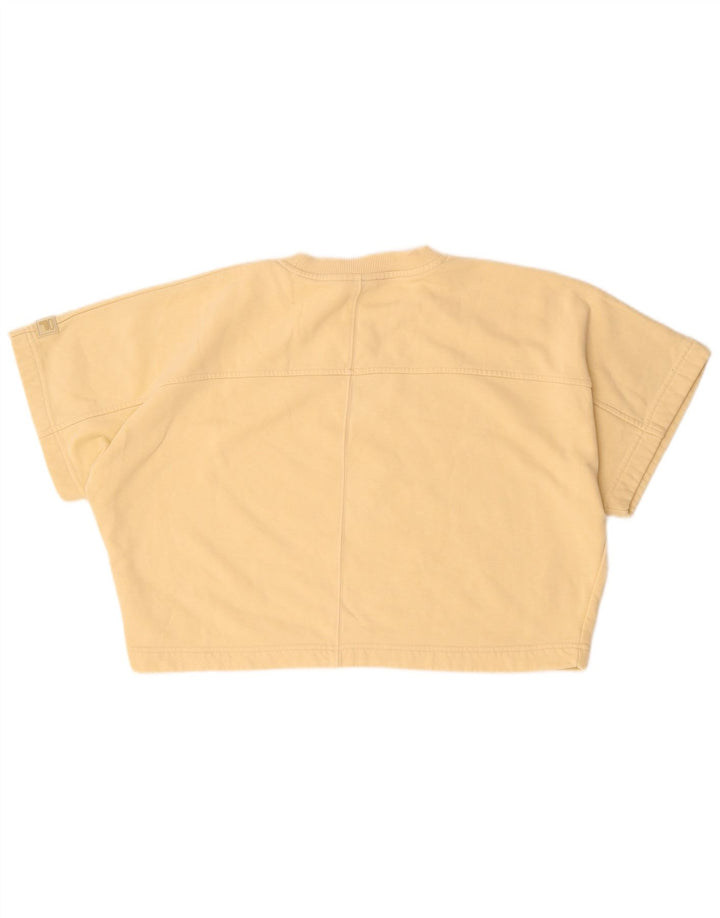 Fila Womens Crop Oversized T-Shirt Top UK 14 Medium Beige Bomuld