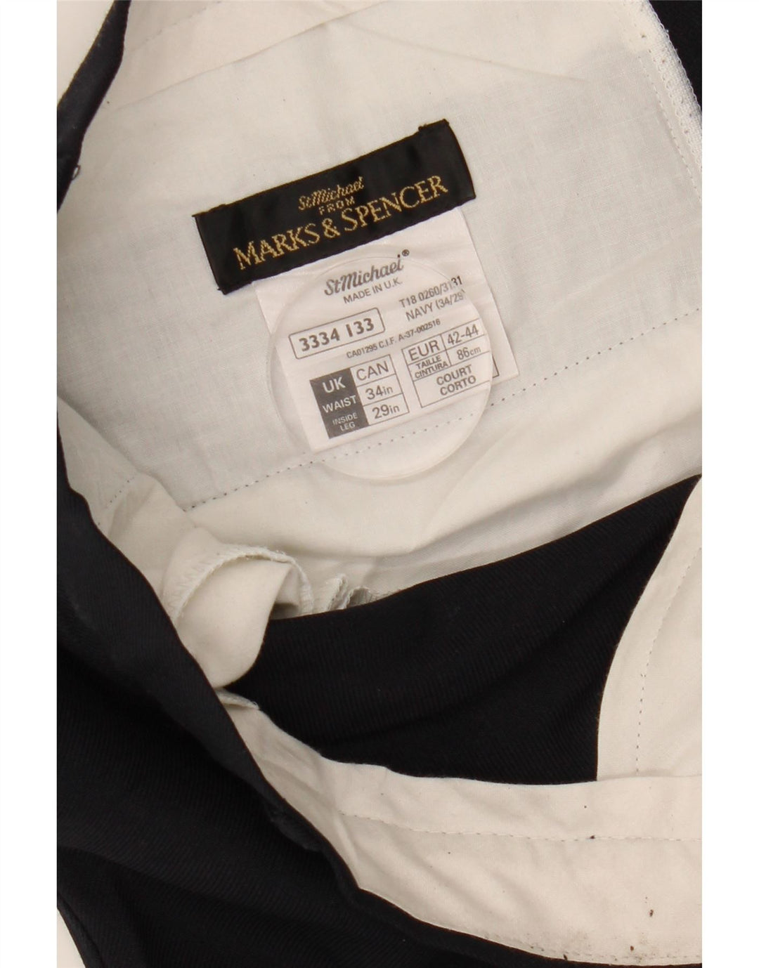 Marks & Spencer Straight Chino-bukser til mænd W34 L29 Marineblå polyester