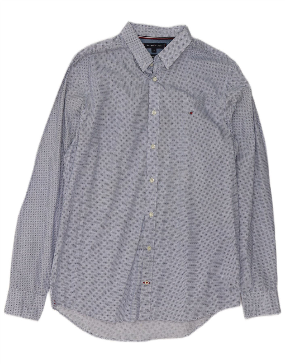 Tommy Hilfiger Herre Slim Fit skjorte Medium Blue Spotted Bomuld