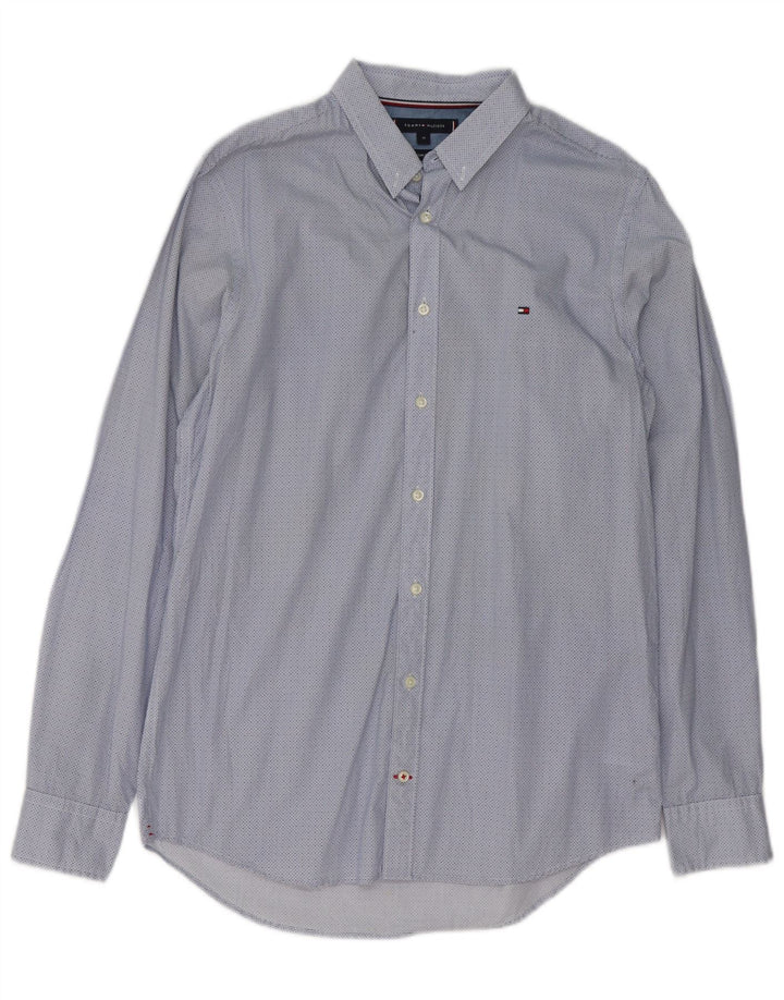 Tommy Hilfiger Herre Slim Fit skjorte Medium Blue Spotted Bomuld