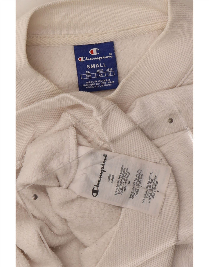 CHAMPION Womens Crop Graphic Sweatshirt Jumper UK 10 Small Off White