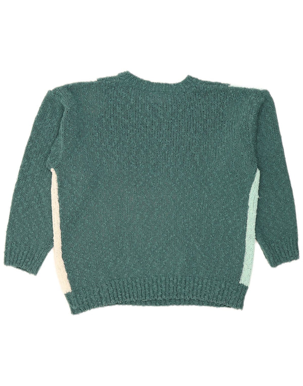 Nuova Moda Dame Grafisk Crew Neck Jumper Sweater IT 44/46 Large Green