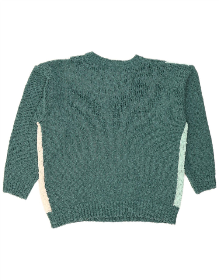 Nuova Moda Dame Grafisk Crew Neck Jumper Sweater IT 44/46 Large Green