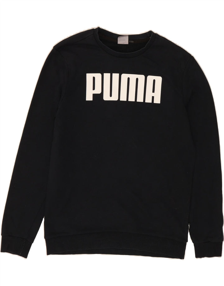 PUMA Mens Graphic Sweatshirt Jumper Medium Black Polyester Vintage Puma and Second-Hand Puma from Messina Hembry 