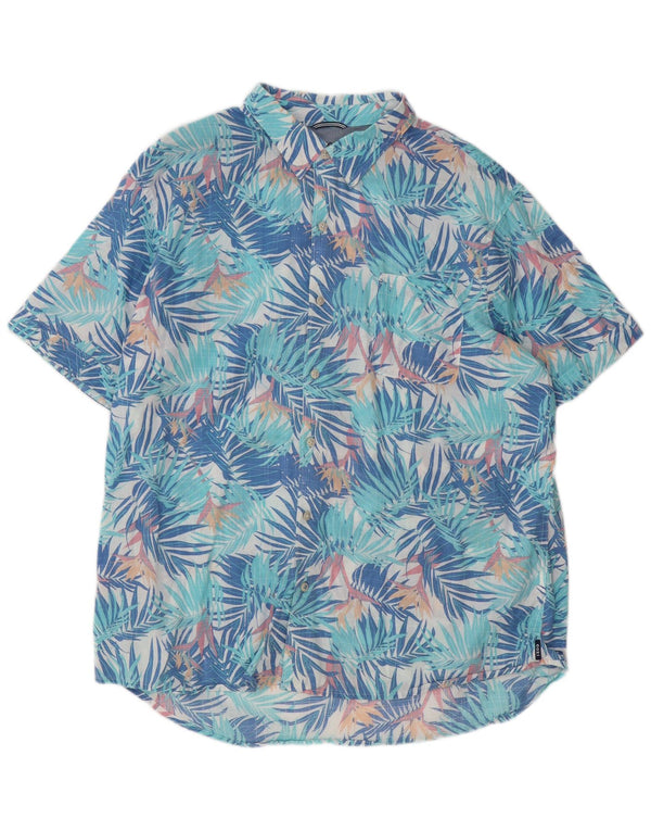 Izod Herre Salt Water Hawaii kortærmet skjorte 2XL blå blomster bomuld