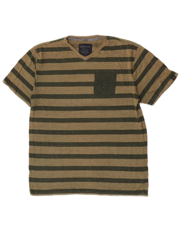 Calvin Klein Jeans Drenge T-Shirt Top 14-15 År Stor Grøn Stribet