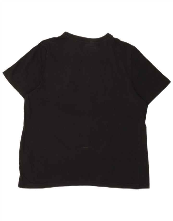Kappa Dame Grafisk T-Shirt Top UK 14 Medium Sort Bomuld