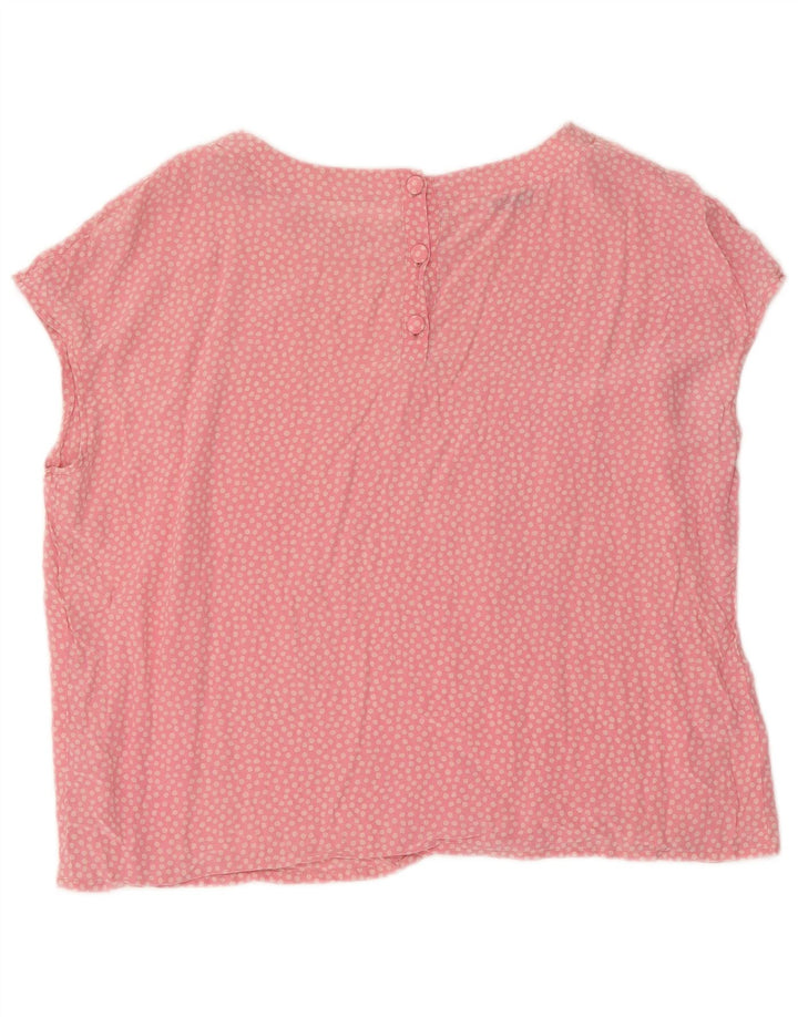 Vintage Damebluse Top UK 14 Large Pink Polka Dot Silk