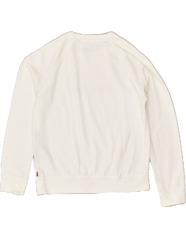 LEVI'S Womens Graphic Sweatshirt Jumper Small White Cotton | Vintage Levi's | Thrift | Second-Hand Levi's | Used Clothing | Messina Hembry 