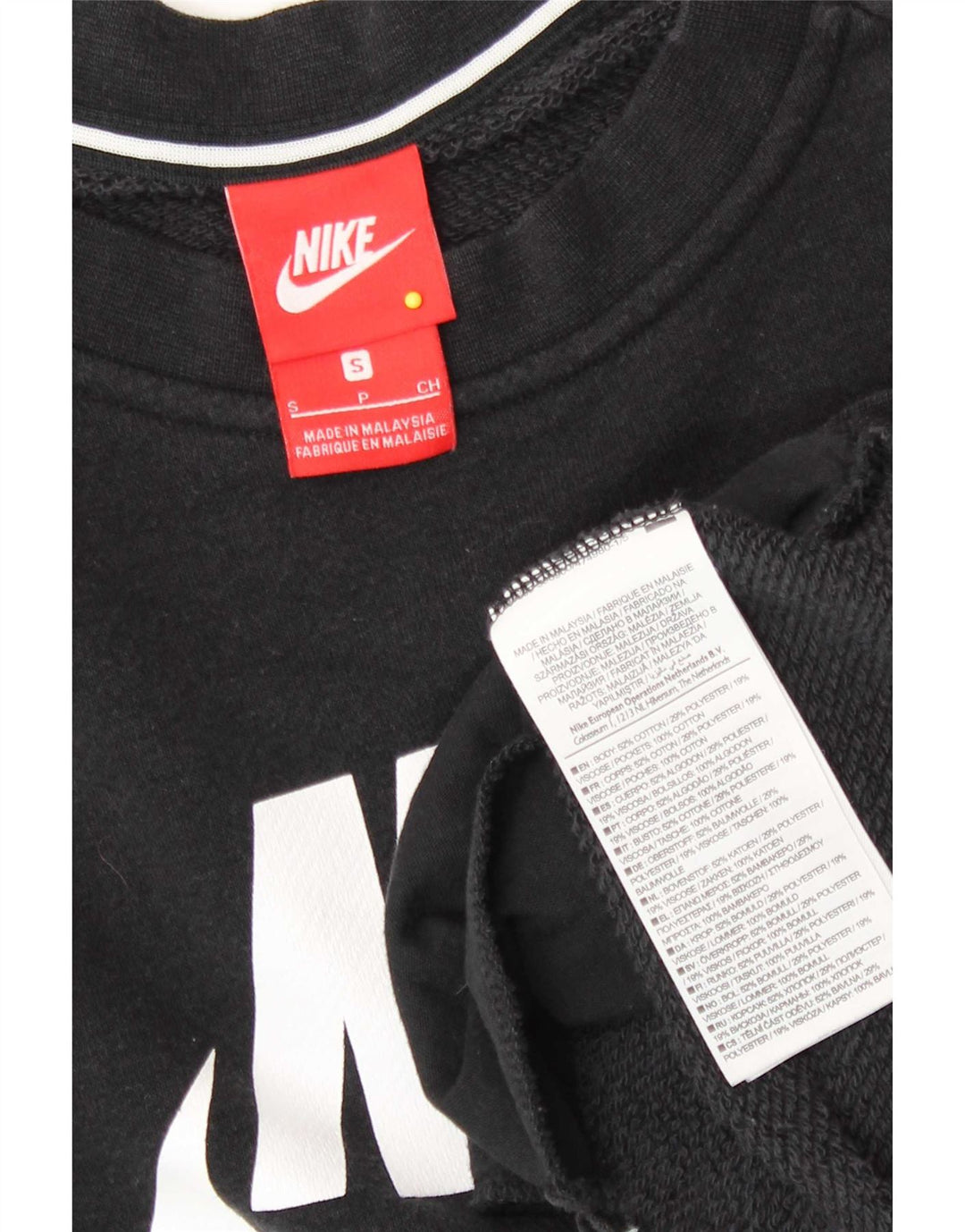 Nike Dame Grafisk Sweatshirt Jumper UK 10 Small Black Bomuld
