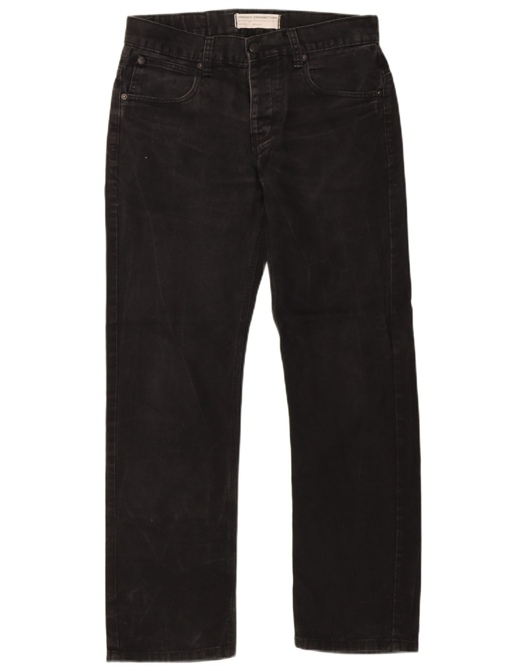 French Connection Herre Regular Fit Straight Jeans W32 L32 Sort Bomuld